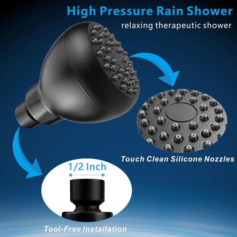 Nuodan High Pressure Shower Head - Powerful Bathroom Pressure Boosting Showerhead - Perfect Universal Replacement for Rain Shower Heads(Matte Black) - Image 4